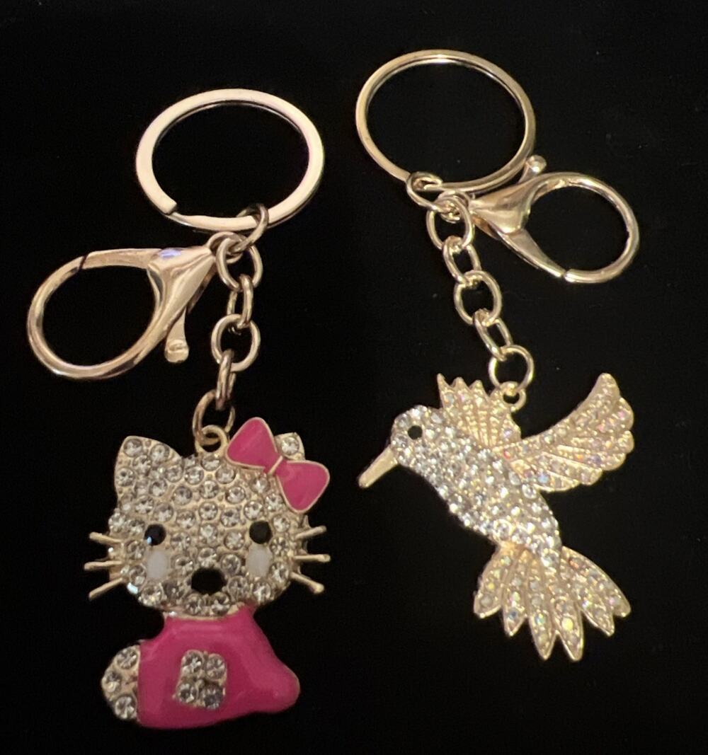 2 Keychain/purse Charms Kitty And Hummingbird NEW in package